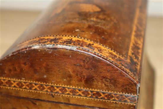 A Victorian Tunbridgeware domed box length 25.5cm